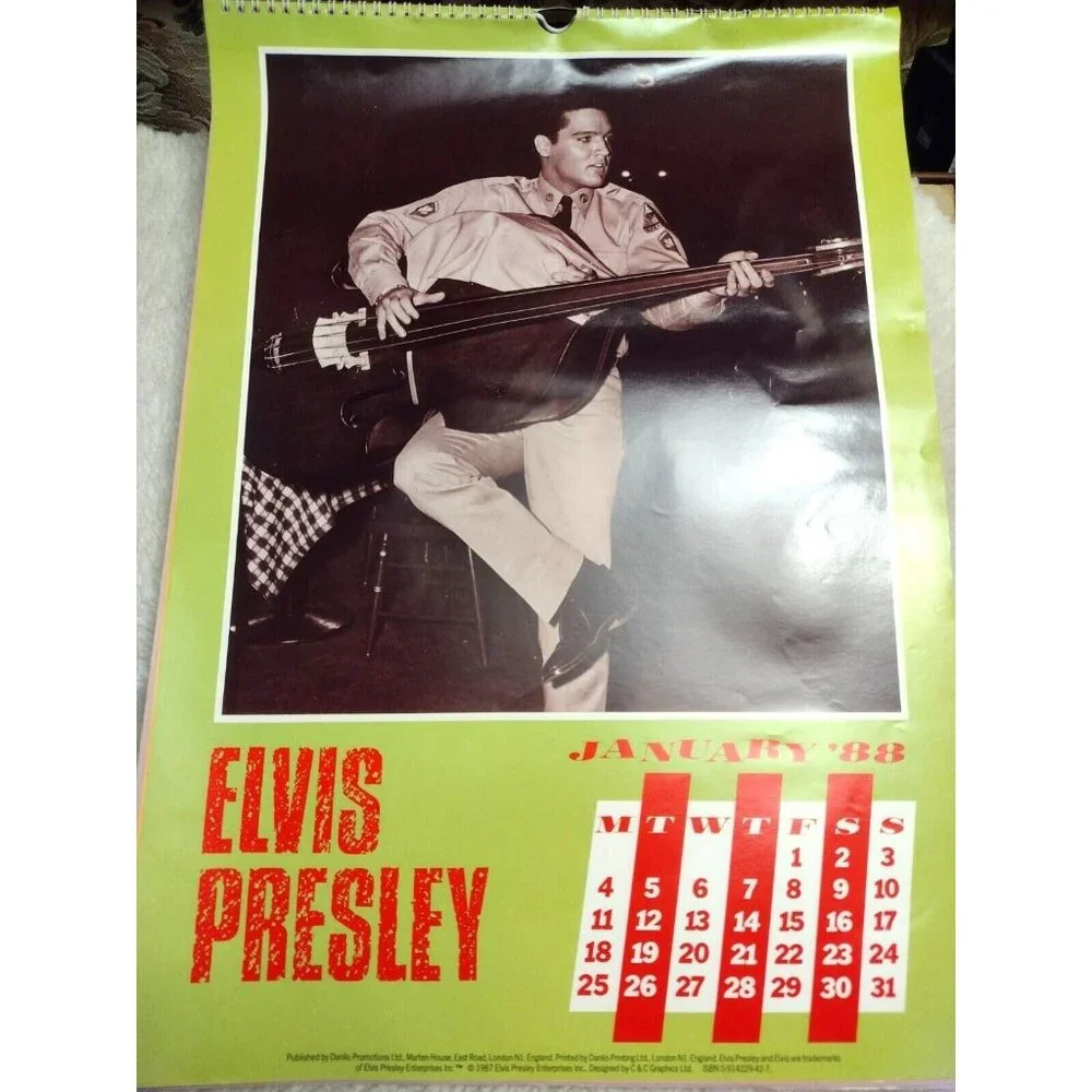 VINTAGE LARGE ELVIS PRESLEY OFFICIAL 1988 CALENDAR 17